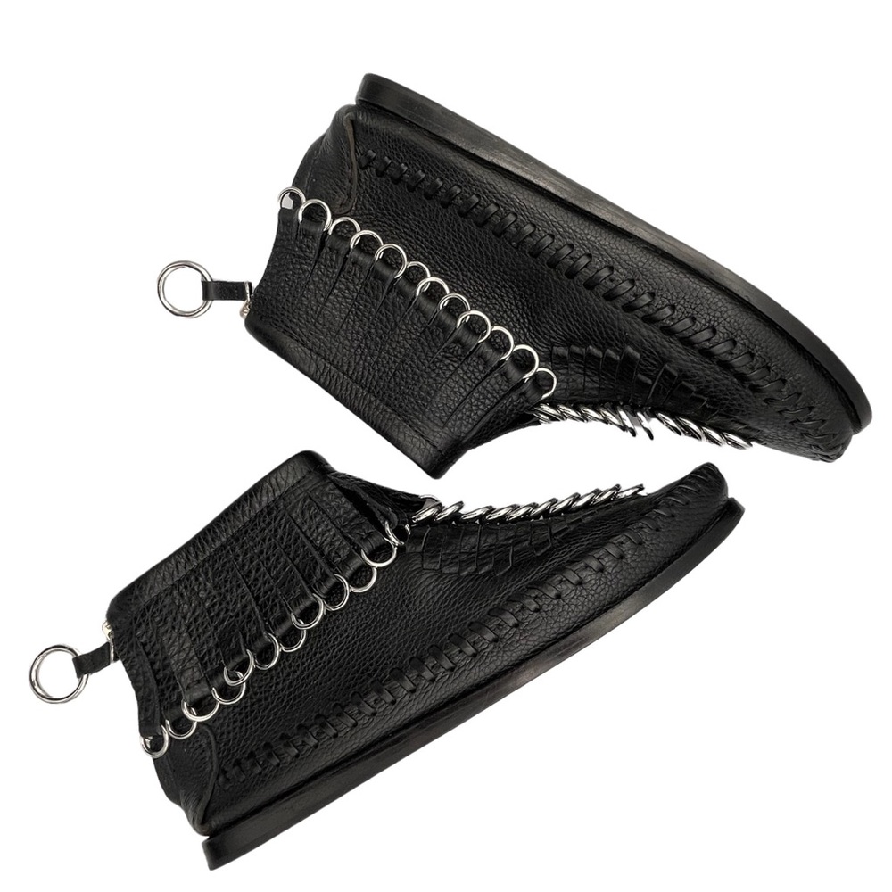 ✨🎉HP🎉✨ ALEXANDER WANG ‘Montana’ Black Leather Moccasin Fringe Boots | 38.5/8.5 - Picture 9 of 15